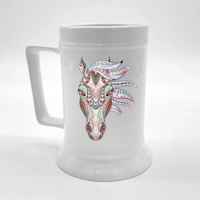 Native American Geometric Horse Front & Back Beer Stein