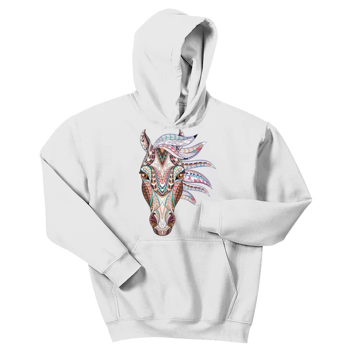 Native American Geometric Horse Kids Hoodie