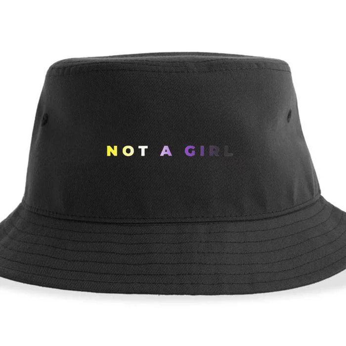 Not A Girl Subtle Flag Enby Pride Queer Lgbt Sustainable Bucket Hat