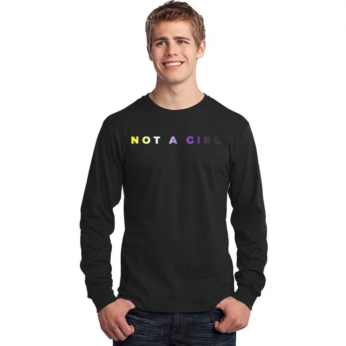 Not A Girl Subtle Flag Enby Pride Queer Lgbt Tall Long Sleeve T-Shirt