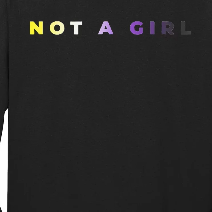 Not A Girl Subtle Flag Enby Pride Queer Lgbt Tall Long Sleeve T-Shirt