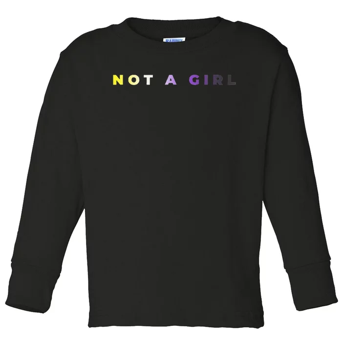 Not A Girl Subtle Flag Enby Pride Queer Lgbt Toddler Long Sleeve Shirt