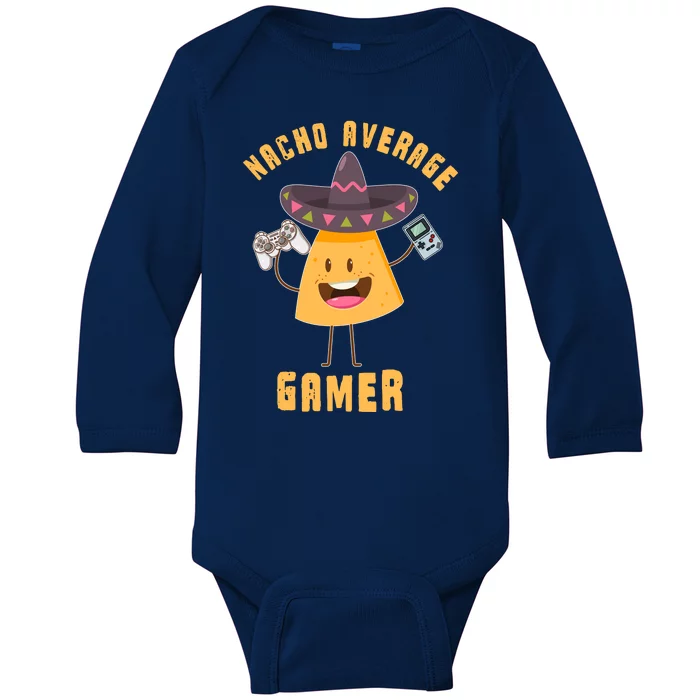 NACHO AVERAGE GAMER FUNNY GAMING MEME Baby Long Sleeve Bodysuit