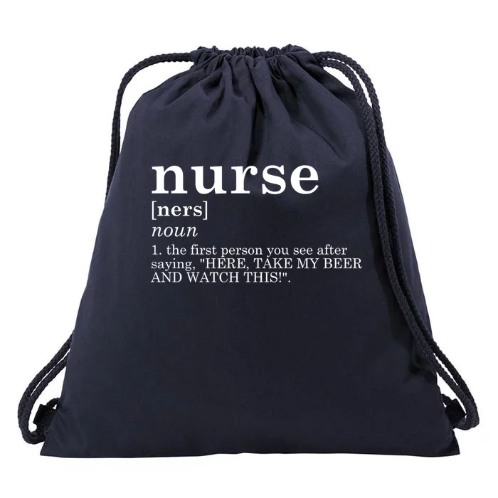 Nurse Appreciation Gift Funny Definition Nursing Rn Gift Drawstring Bag