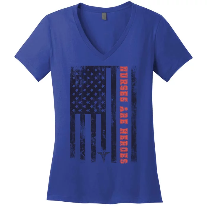 Nurses Are Heroes Americana Cute Gift Women's V-Neck T-Shirt