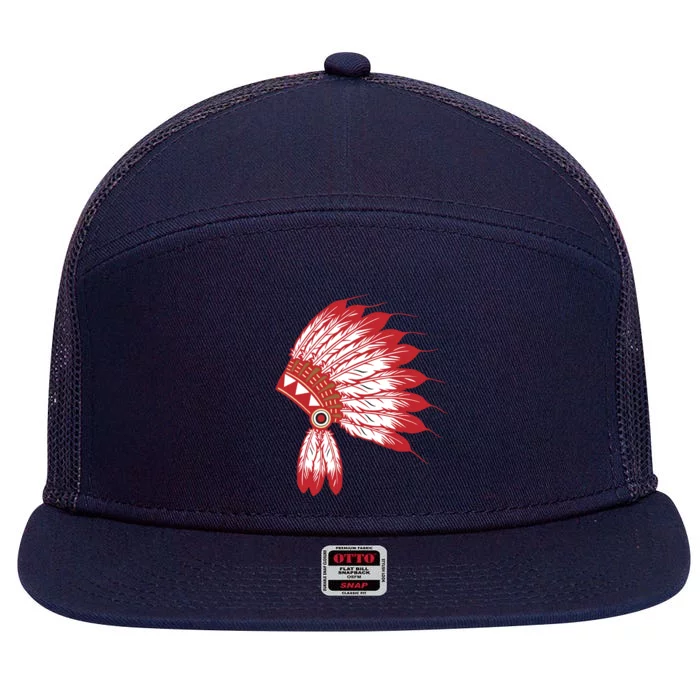 Native American Headdress Tribes Gift Native Indian Gift 7 Panel Mesh Trucker Snapback Hat