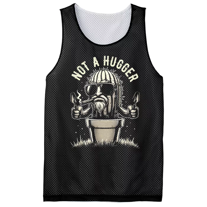 Not A Hugger Funny Vintage Cactus Sarcastic Mesh Reversible Basketball Jersey Tank