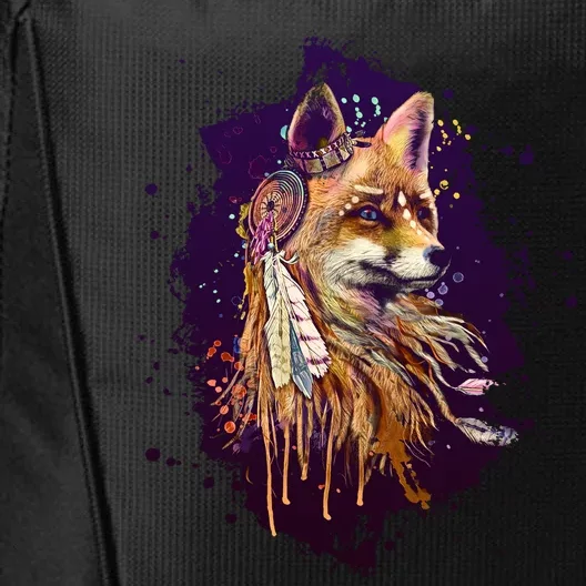 Native American Head Dress Fox Paint Splatter City Backpack