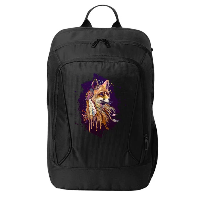 Native American Head Dress Fox Paint Splatter City Backpack