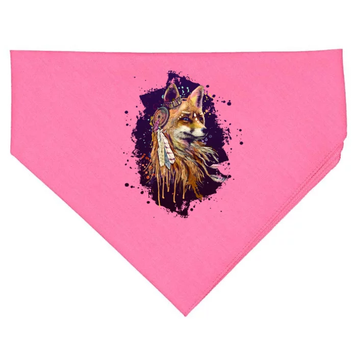 Native American Head Dress Fox Paint Splatter USA-Made Doggie Bandana