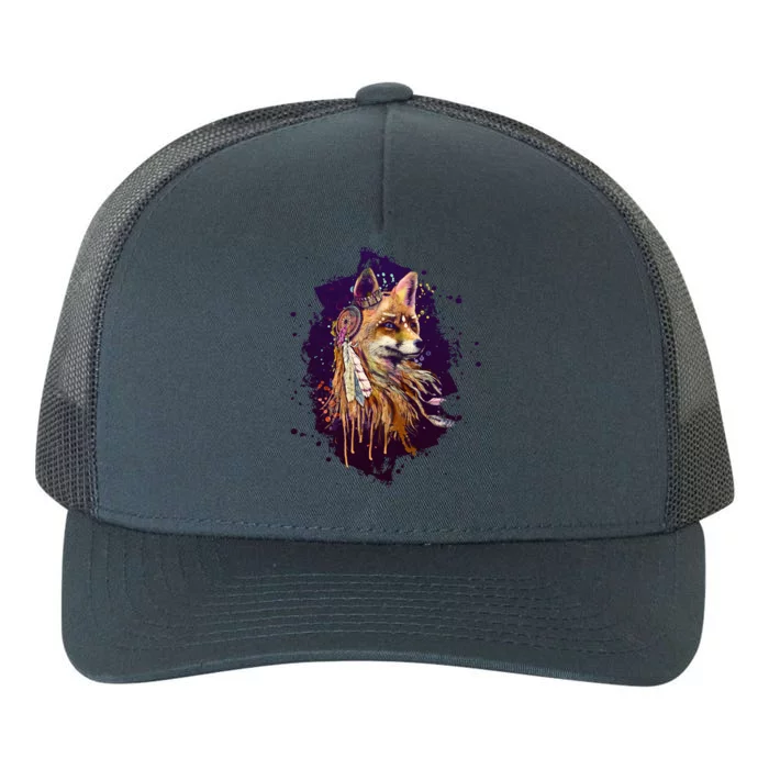 Native American Head Dress Fox Paint Splatter Yupoong Adult 5-Panel Trucker Hat