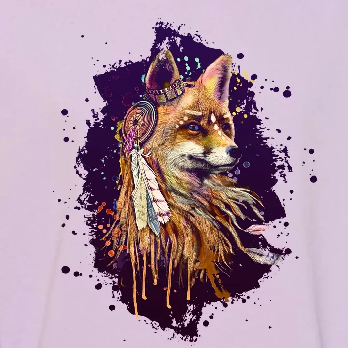 Native American Head Dress Fox Paint Splatter Garment-Dyed Sweatshirt