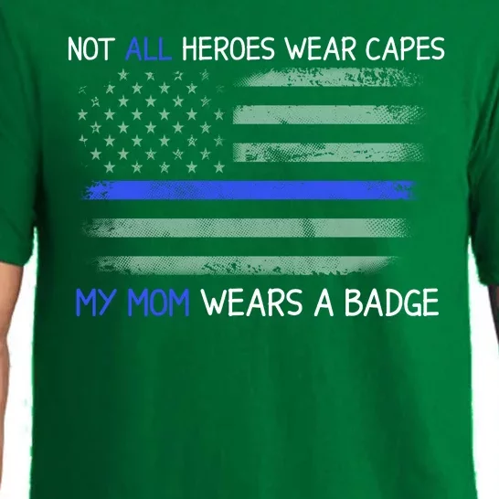 Not All Heroes Wear Capes My Mom Wears A Badge Usa Flag Pajama Set