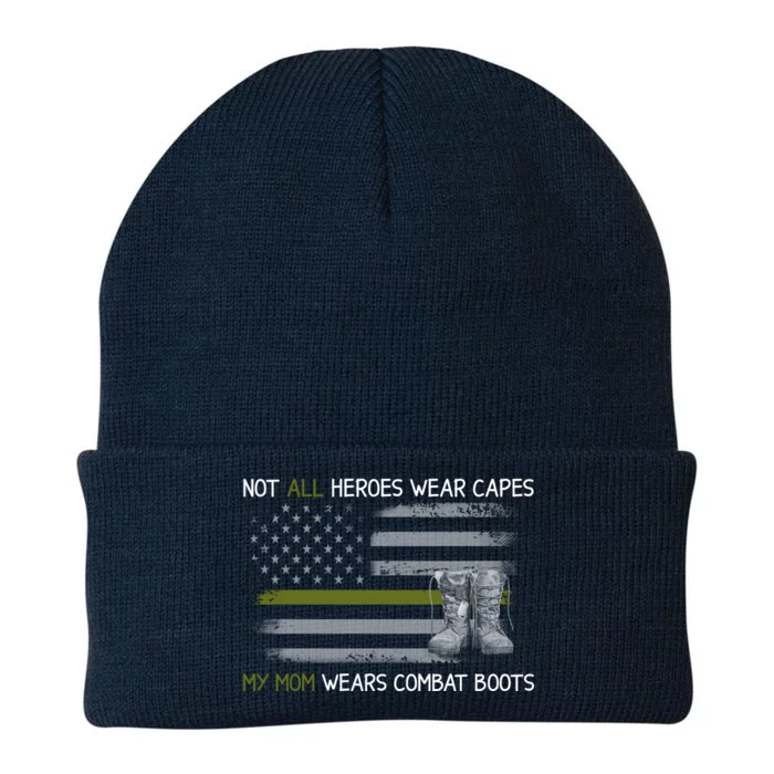 Not All Heroes Wear Capes My Mom Wears A Boots Usa Flag Knit Cap Winter Beanie