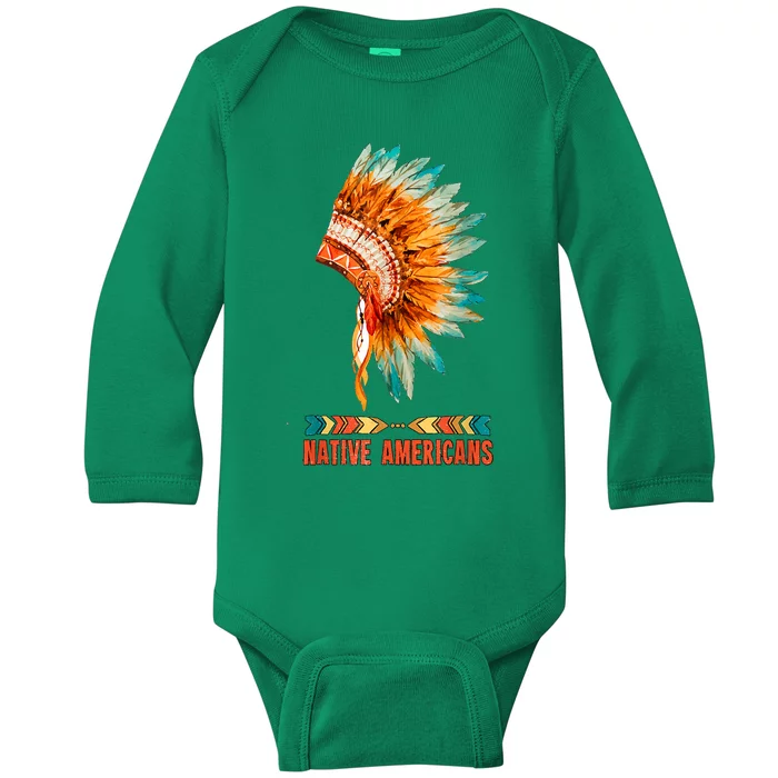 Native American Heritage Headdress Feathers Native American Indian Tradition Baby Long Sleeve Bodysuit