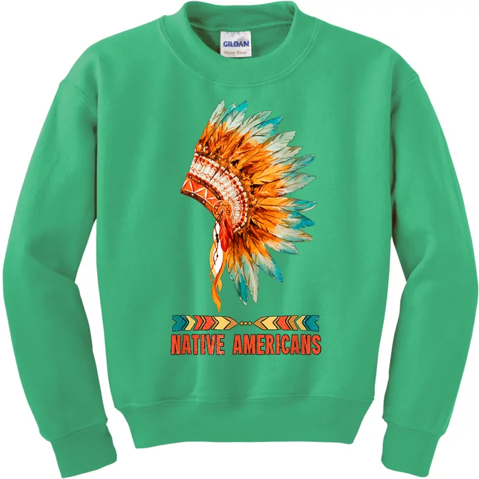 Native American Heritage Headdress Feathers Native American Indian Tradition Kids Sweatshirt