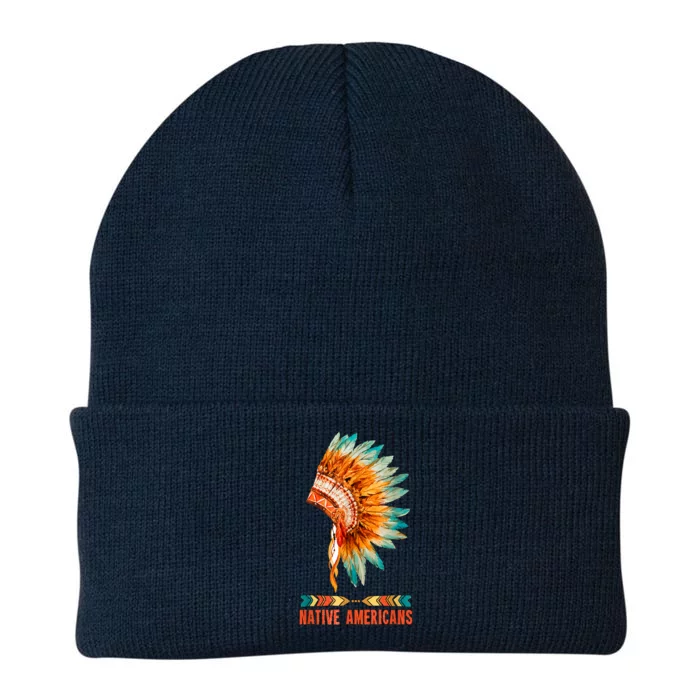 Native American Heritage Headdress Feathers Native American Indian Tradition Knit Cap Winter Beanie