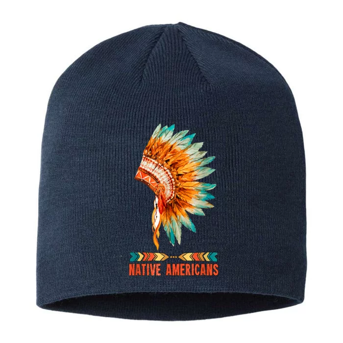 Native American Heritage Headdress Feathers Native American Indian Tradition 8 1/2in Sustainable Knit Beanie