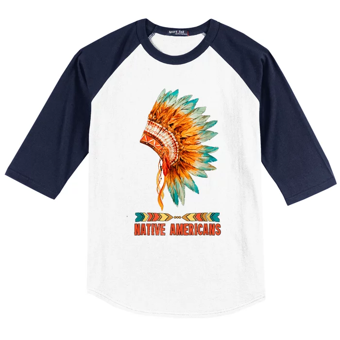 Native American Heritage Headdress Feathers Native American Indian Tradition Baseball Sleeve Shirt