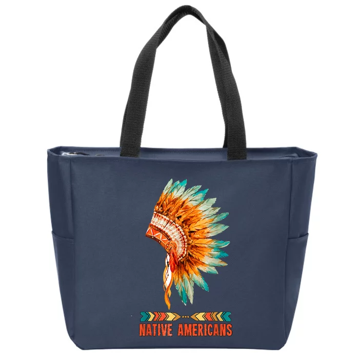 Native American Heritage Headdress Feathers Native American Indian Tradition Zip Tote Bag