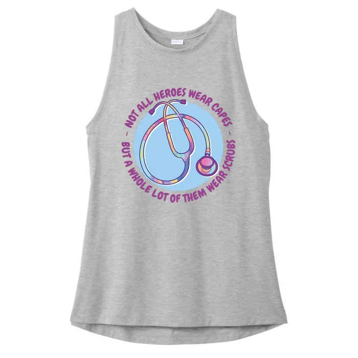 Not All Heroes Wear Capes But A Whole Lot Of Them Wear Scrubs Ladies Tri-Blend Wicking Tank