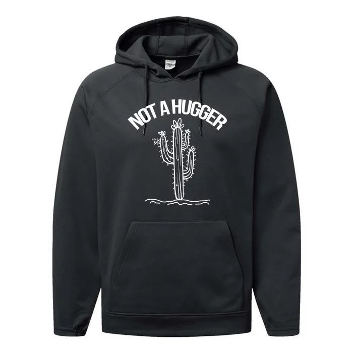 Not A Hugger Funny Vintage Cactus Sarcastic Performance Fleece Hoodie