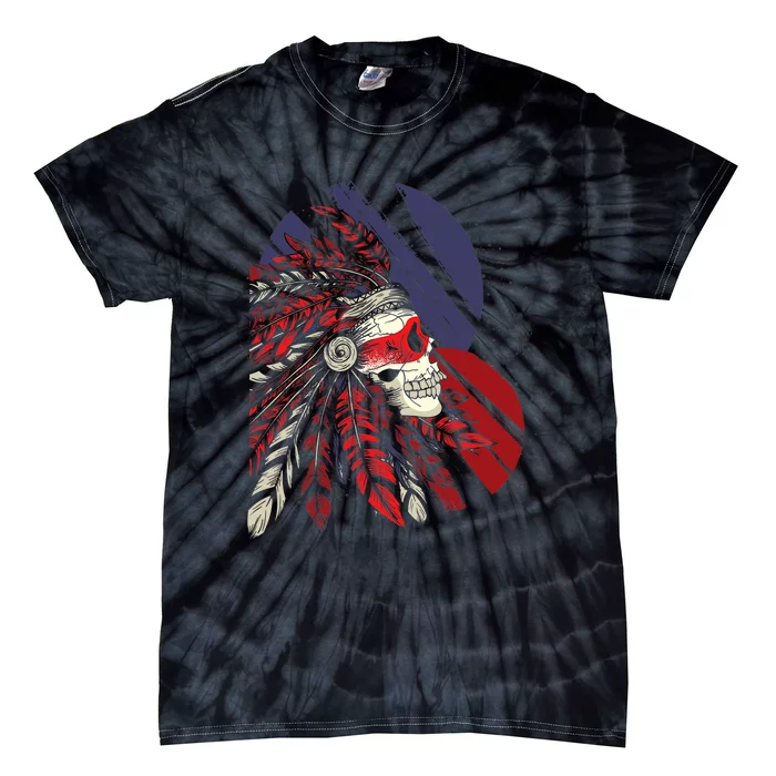 Native American Heritage Skull Headdress Native American Tie-Dye T-Shirt