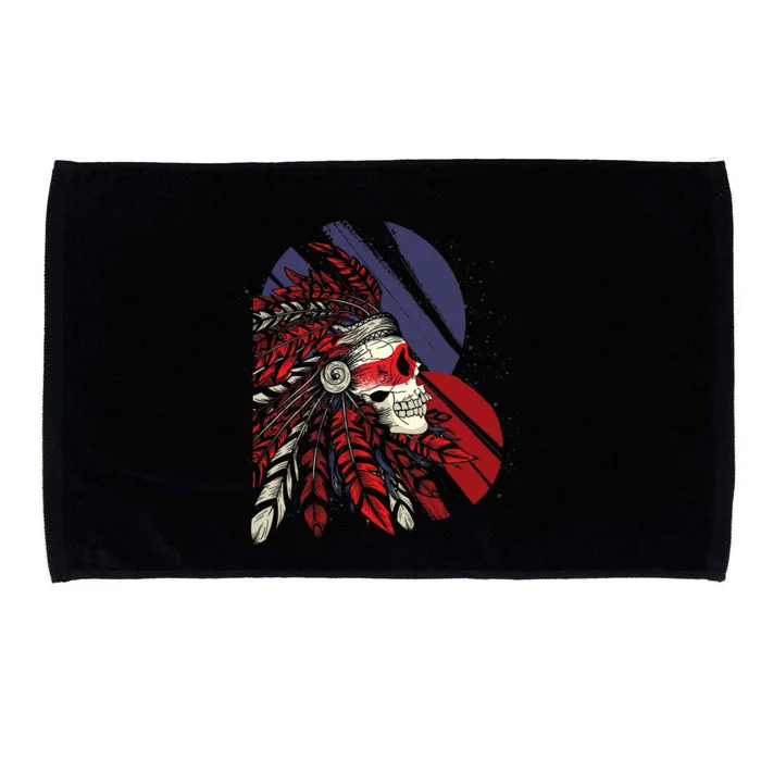 Native American Heritage Skull Headdress Native American Microfiber Hand Towel