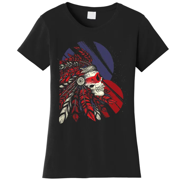 Native American Heritage Skull Headdress Native American Women's T-Shirt