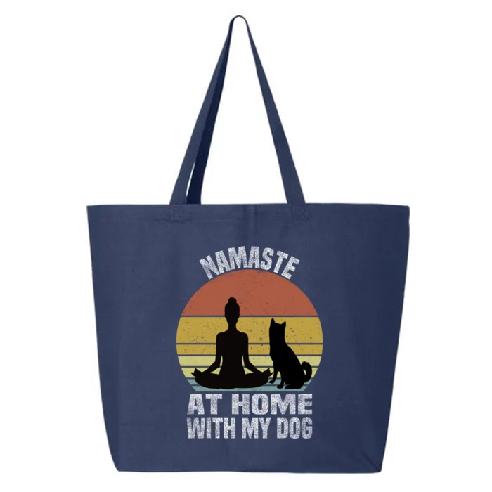 Namaste At Home With My Dog Vintage Dog Lover Owner Yoga Gift 25L Jumbo Tote