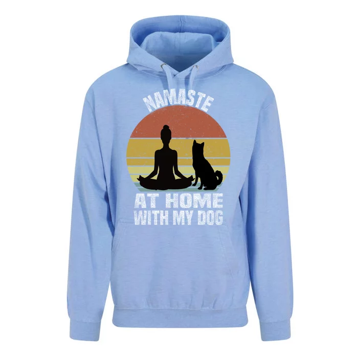 Namaste At Home With My Dog Vintage Dog Lover Owner Yoga Gift Unisex Surf Hoodie