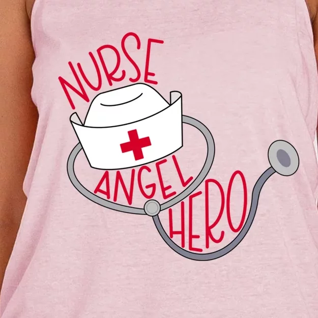 Nurse Angel Hero With Nurses Cap And Stethoscope Great Gift Women's Knotted Racerback Tank