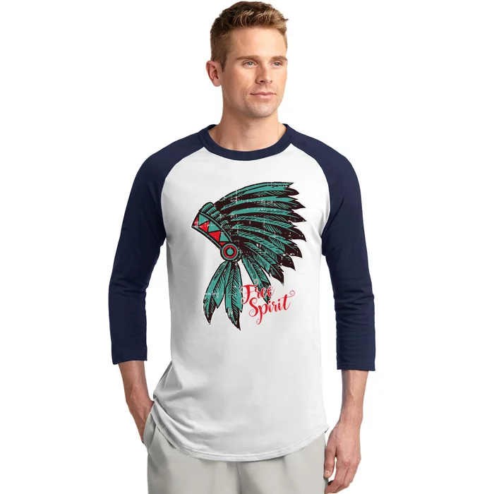 Native American Indian Free Spirit Awesome Halloween Gift Baseball Sleeve Shirt