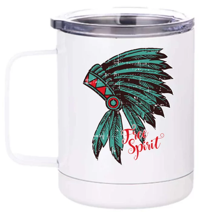 Native American Indian Free Spirit Awesome Halloween Gift Front & Back 12oz Stainless Steel Tumbler Cup