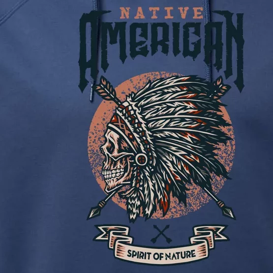 Native American Indian Chief Skull Performance Fleece Hoodie