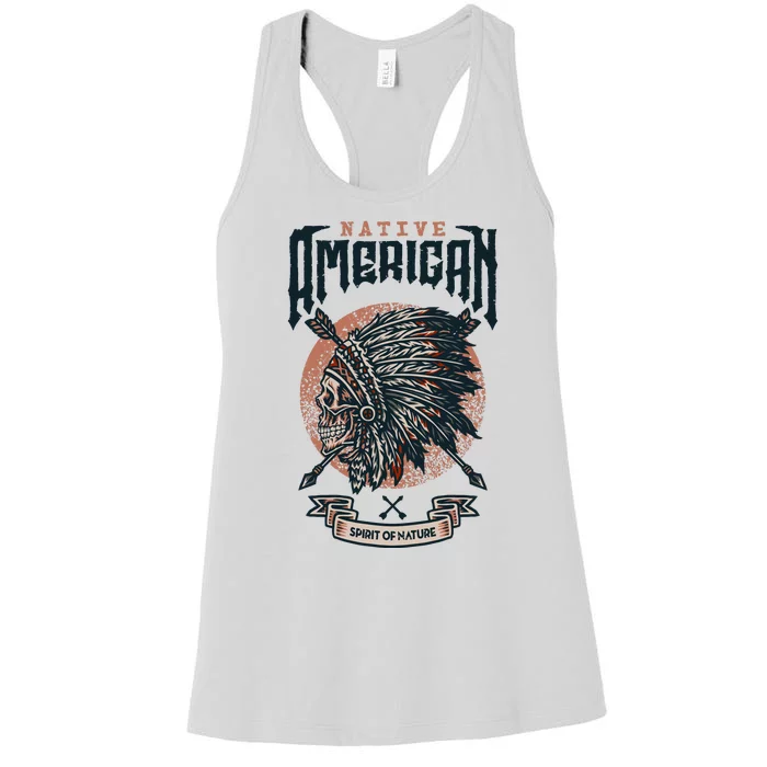 Native American Indian Chief Skull Women's Racerback Tank