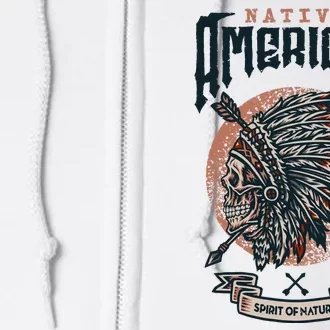 Native American Indian Chief Skull Full Zip Hoodie