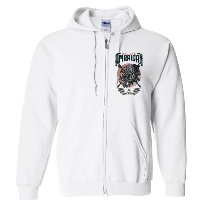 Native American Indian Chief Skull Full Zip Hoodie