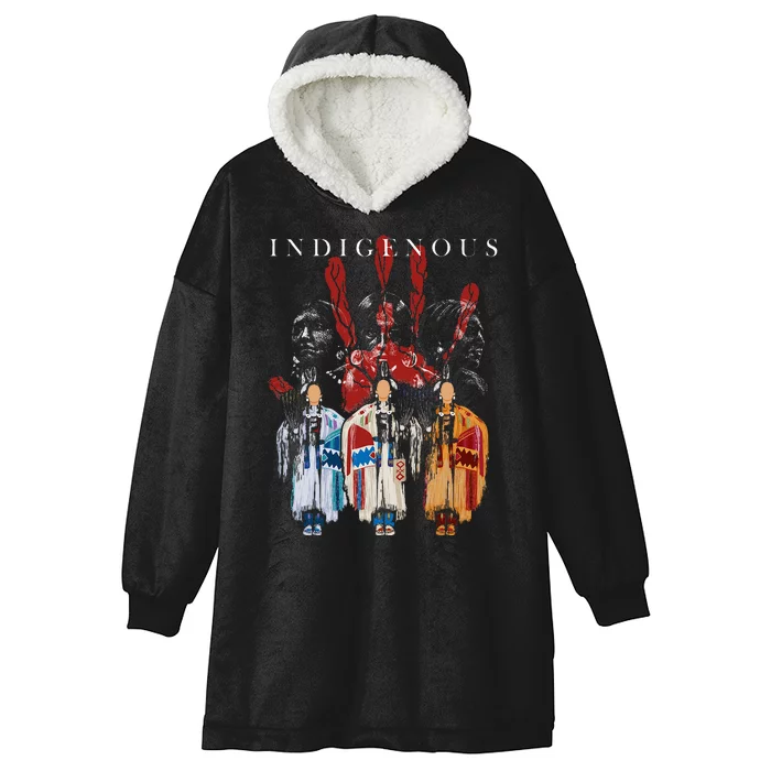 Native American Indigenous Red Hand Indian Blood Themed Hooded Wearable Blanket