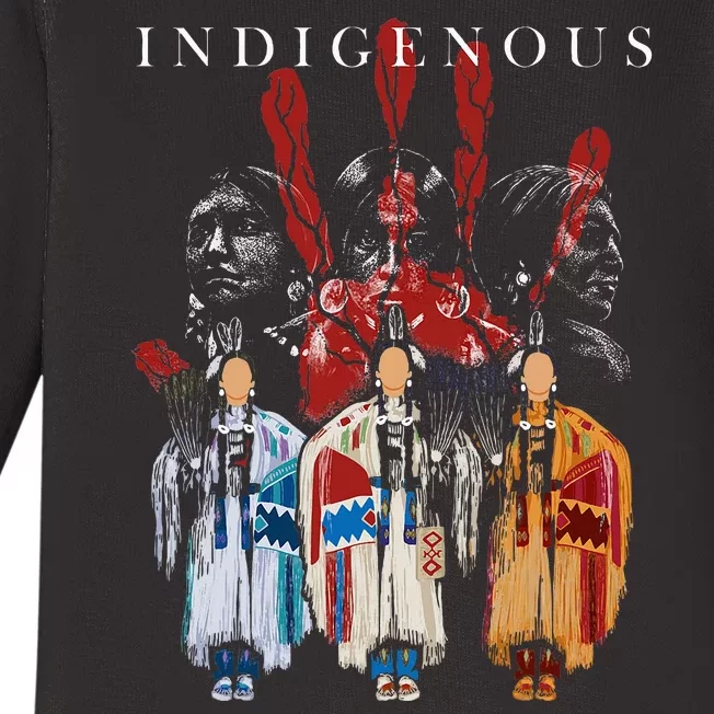 Native American Indigenous Red Hand Indian Blood Themed Baby Long Sleeve Bodysuit