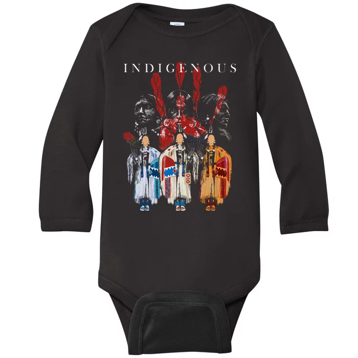 Native American Indigenous Red Hand Indian Blood Themed Baby Long Sleeve Bodysuit