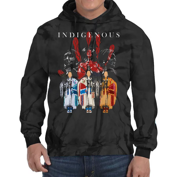 Native American Indigenous Red Hand Indian Blood Themed Tie Dye Hoodie