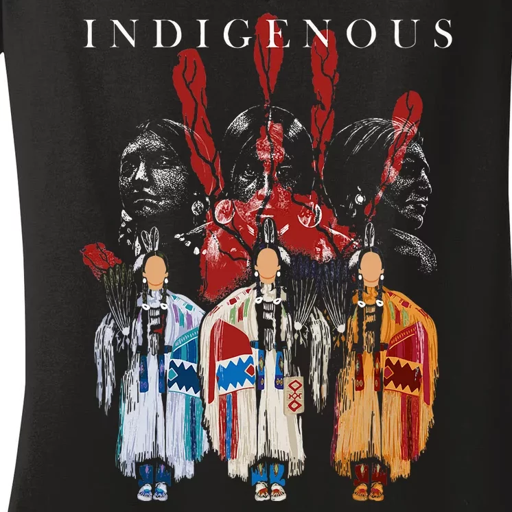 Native American Indigenous Red Hand Indian Blood Themed Women's V-Neck T-Shirt