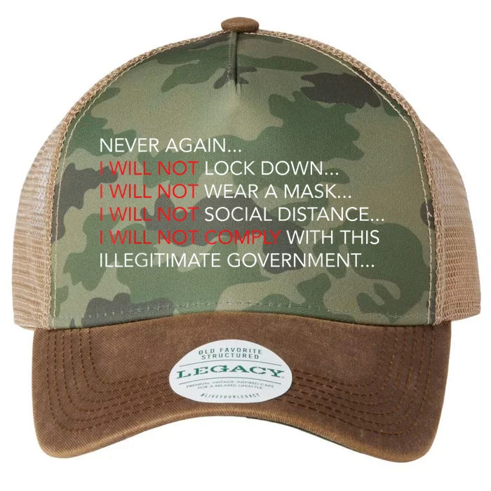 Never Again I Will Not Comply Cant Believe This Government Legacy Tie Dye Trucker Hat