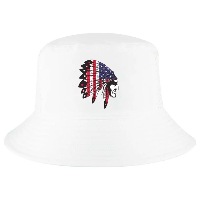 Native American Indian Chief American USA Flag 4th Of July Cool Comfort Performance Bucket Hat