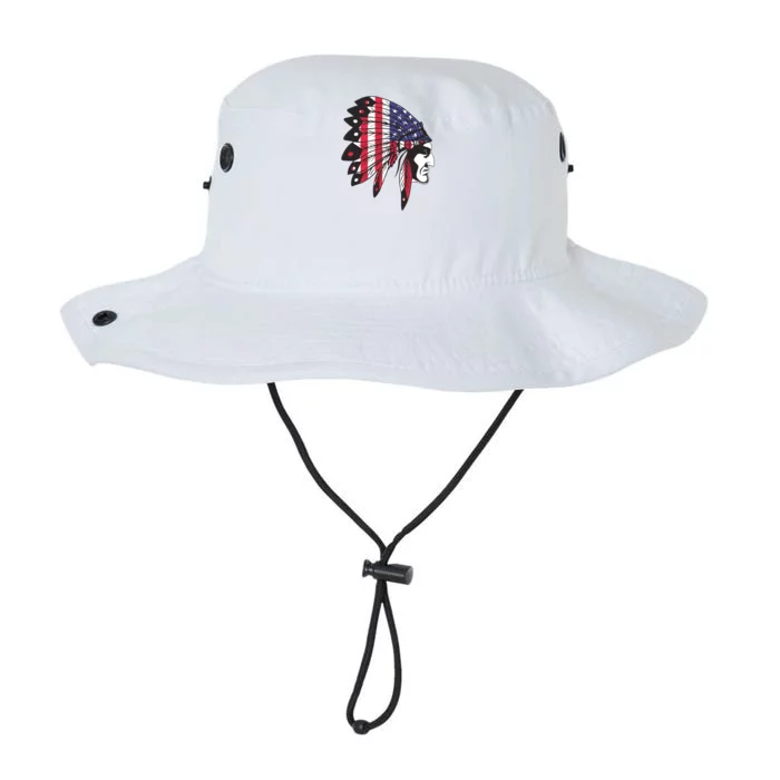 Native American Indian Chief American USA Flag 4th Of July Legacy Cool Fit Booney Bucket Hat