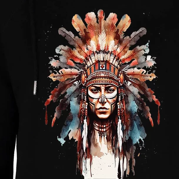 Native American Indian Headpiece feathers Womens Funnel Neck Pullover Hood