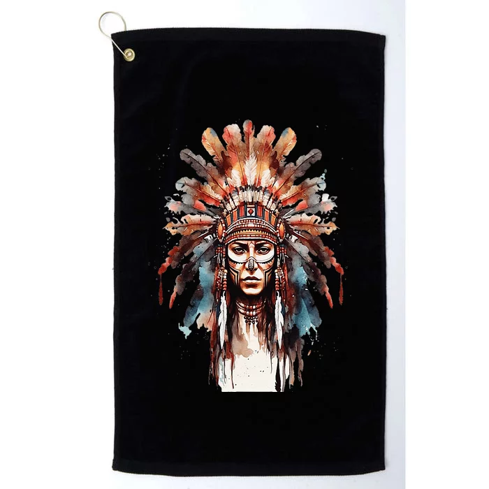 Native American Indian Headpiece feathers Platinum Collection Golf Towel