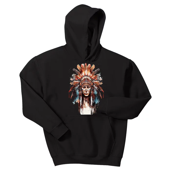 Native American Indian Headpiece feathers Kids Hoodie