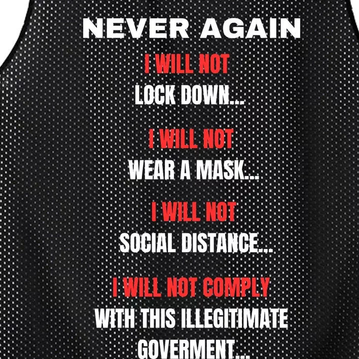 Never Again I Will Not Comply Cant Believe This Government Mesh Reversible Basketball Jersey Tank